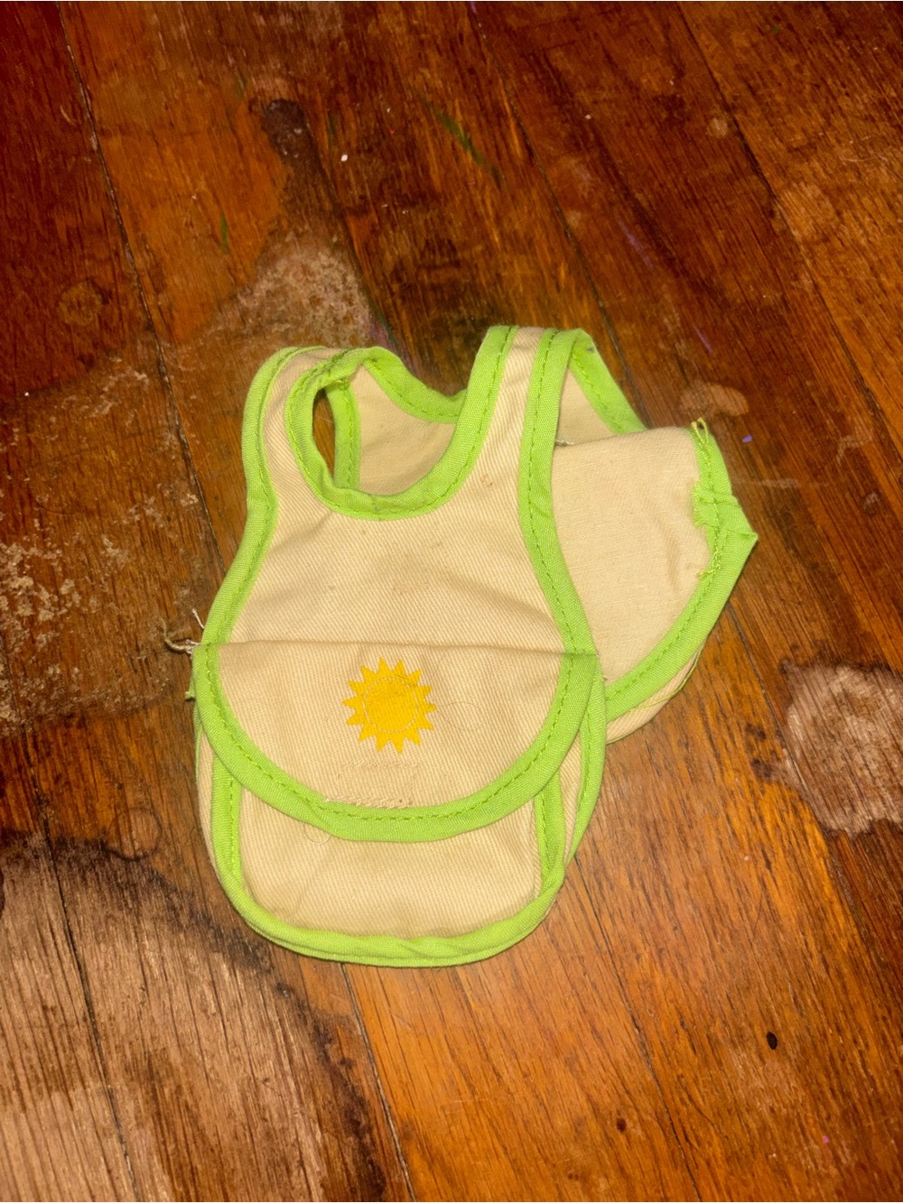 Doll Sunprint Bibs - Cream with Lime Trim